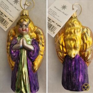 Christopher Radko Purple Sweetheart Angel Glass Christmas Ornament w/tag, mint!